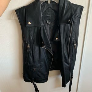Faux leather moto vest